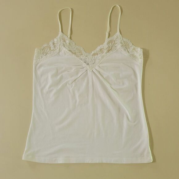 Old Navy White Lace-Trim Cami Tank Top - Picture 1 of 10